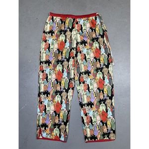 Colorful Japanese Patterned Women's Straight Leg Pants with drawstring waist.